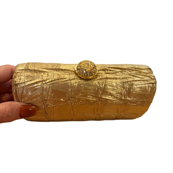 Vintage La Regale 1950’s 60’s Bright Gold Satin Clutch Crossbody Purse - Picture 4 of 11